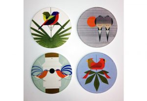 Charley Harper Store | Owl Pals Absorbent Stone Coaster Set - Coasters & Trivets - Products