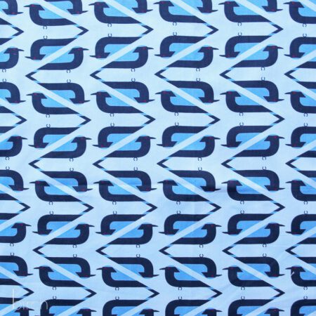 Asian Fairy Bluebird poplin fabric design