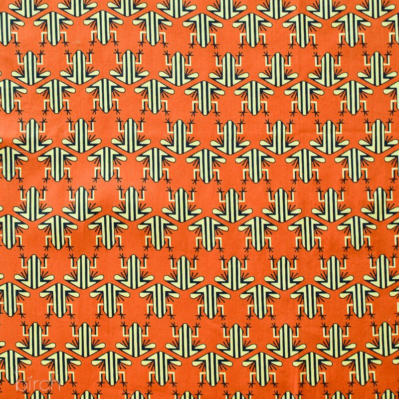 Yellow Dart Frog poplin fabric design