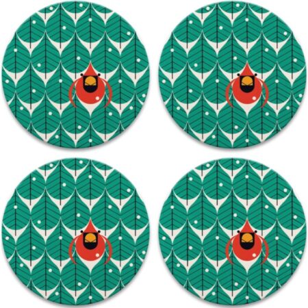 Coniferous Cardinal Stone Coasters - Image 3